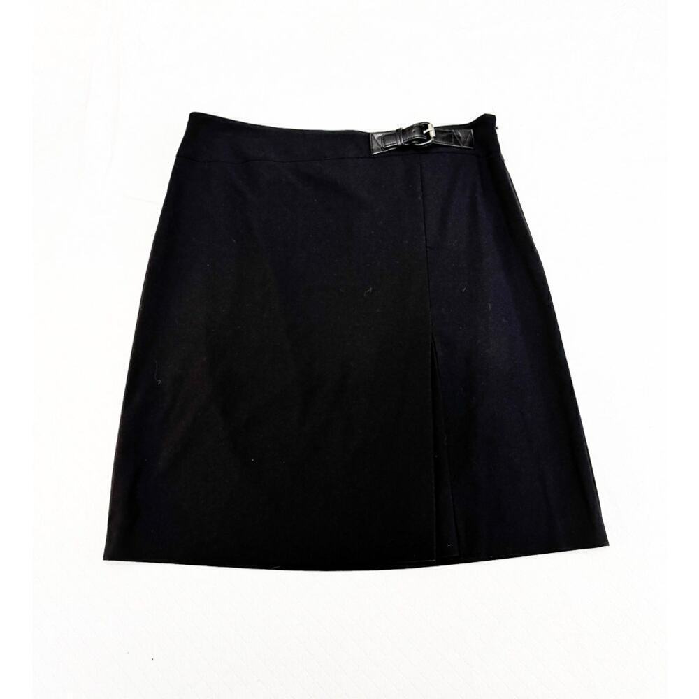 Michael Kors Black Pencil Skirt Belted Waist Accent Size 8